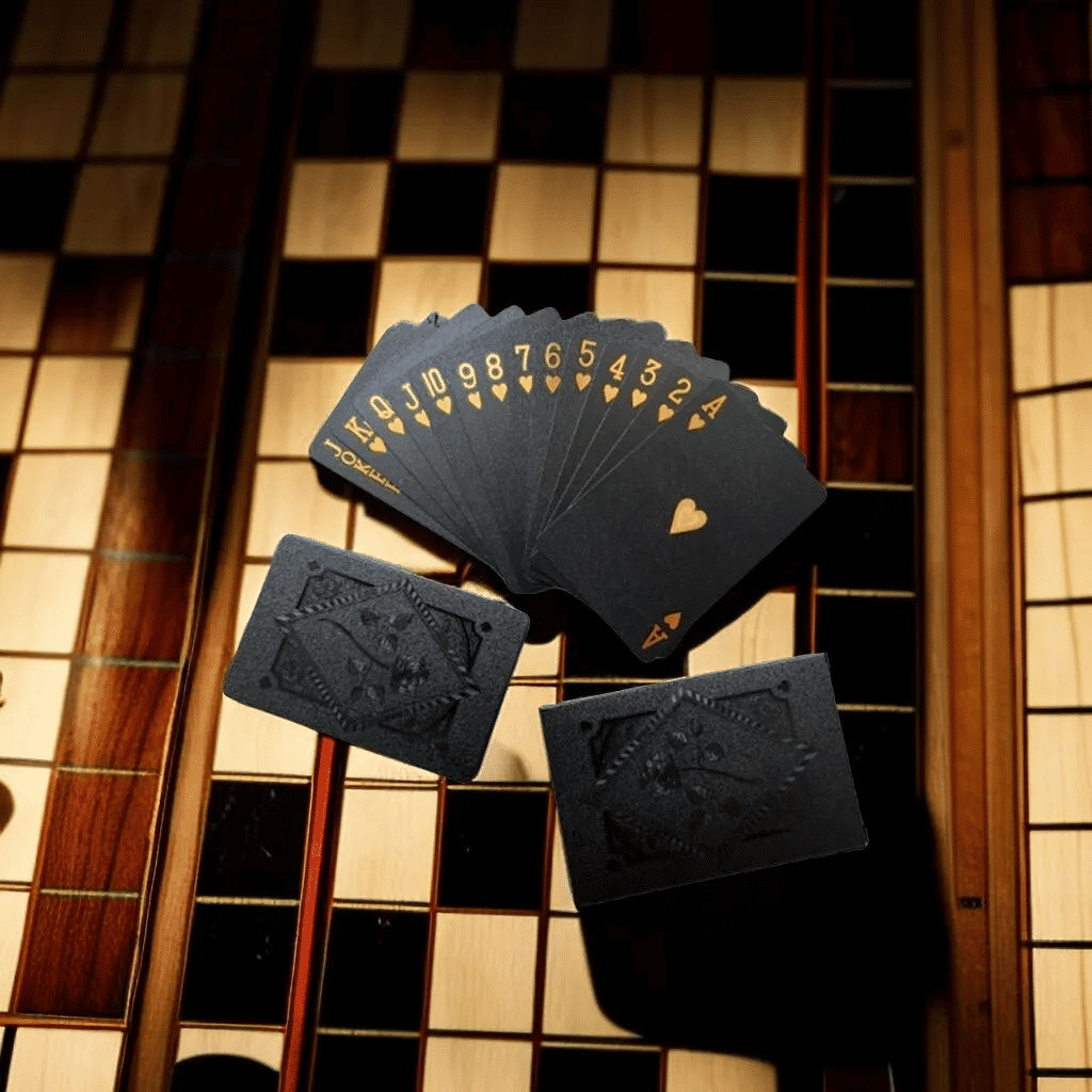 Black Gold Waterproof Playing Cards Poker Set with Case