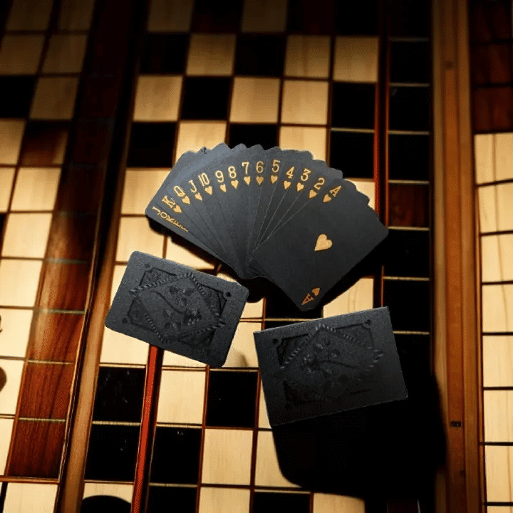 Black Gold Waterproof Playing Cards Poker Set with Case