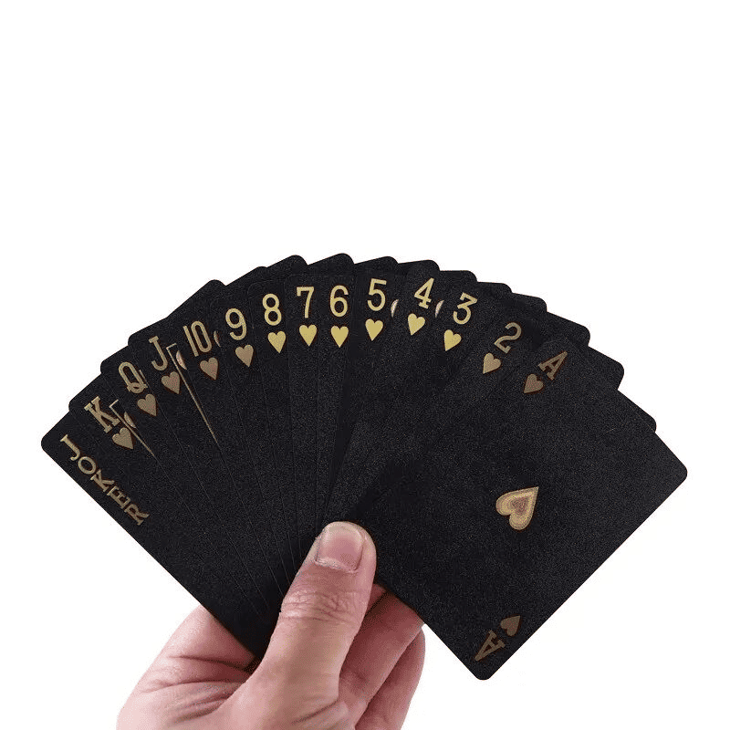 Black Gold Waterproof Playing Cards Poker Set with Case