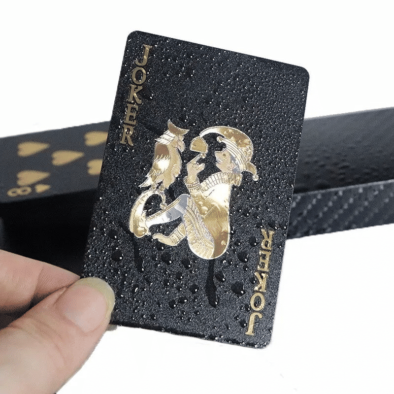 Black Gold Waterproof Playing Cards Poker Set with Case
