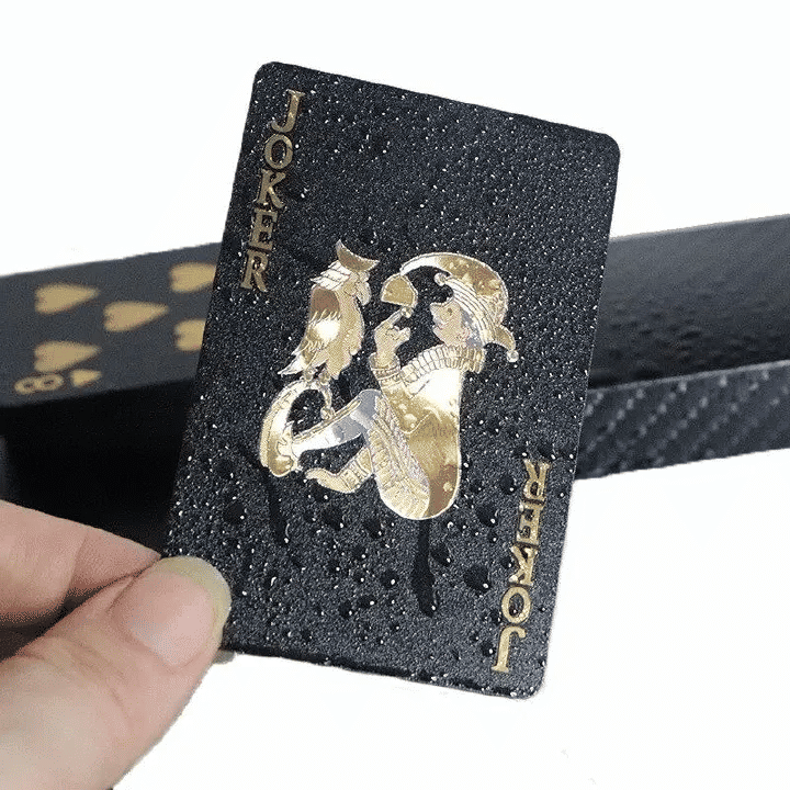 Black Gold Waterproof Playing Cards Poker Set with Case