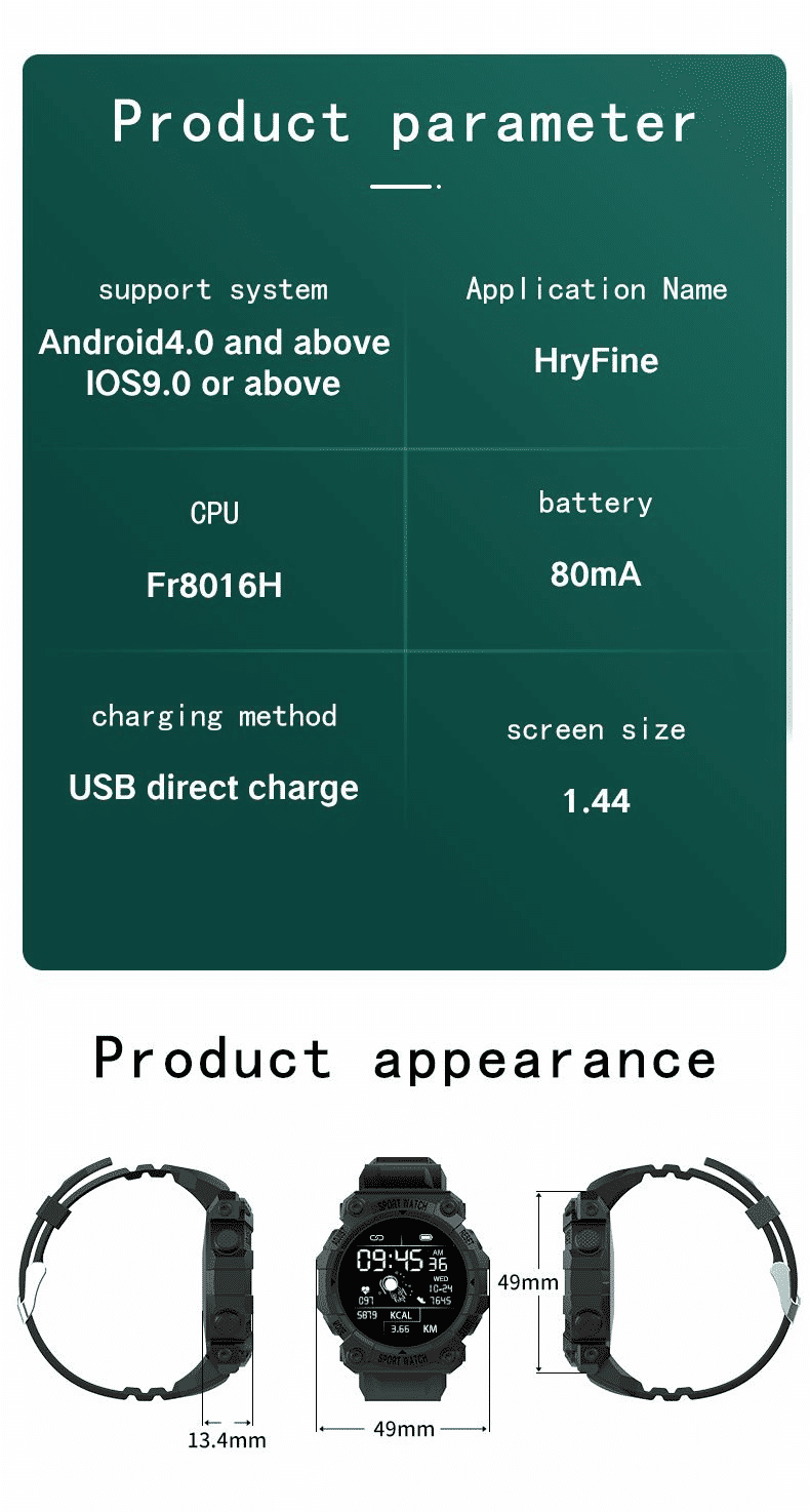 FD68S Waterproof Smart Watch with Heart Rate and Fitness Tracker