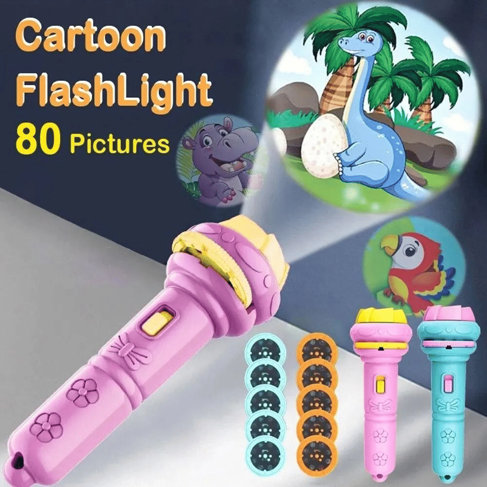 Generic Cartoon Projection Flashlight 80 Patterns Kids Projector Toy
