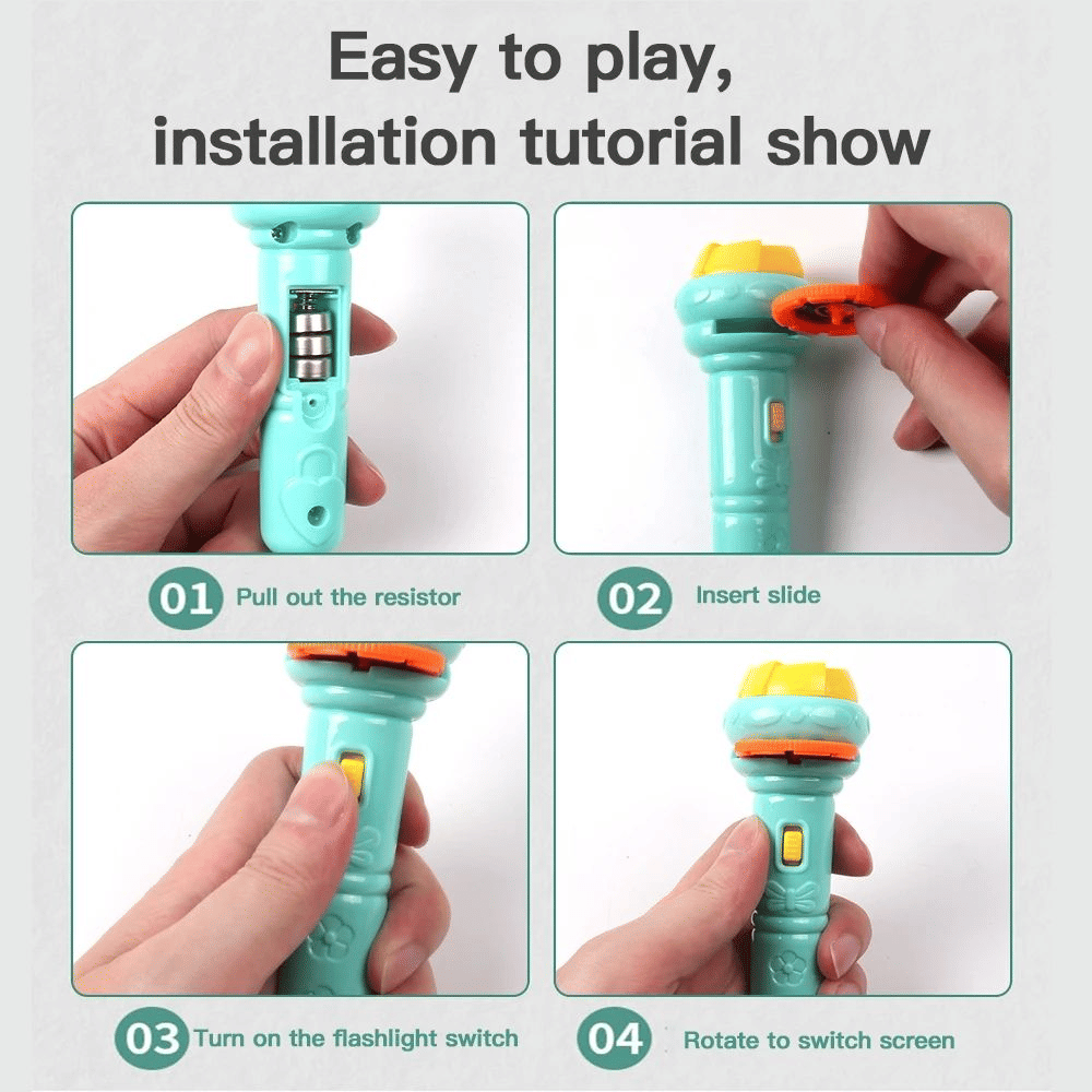 Generic Cartoon Projection Flashlight 80 Patterns Kids Projector Toy
