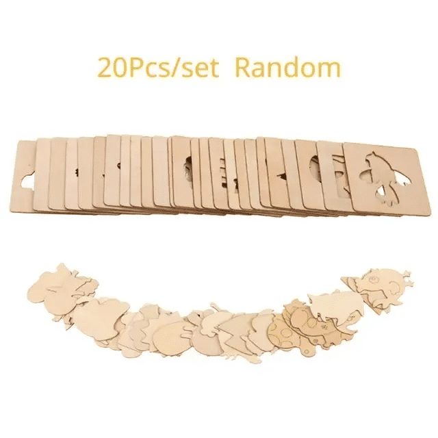 20pcs Montessori Wooden Drawing Stencils DIY Painting Templates for Kids