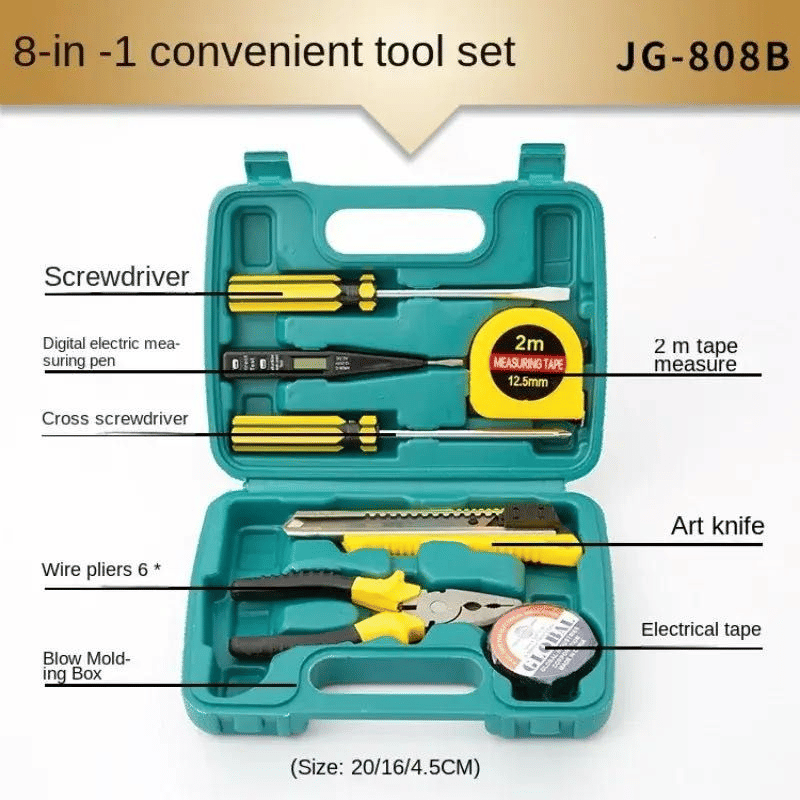 Generic 8-in-1 Household Toolbox Set with Hand Tools