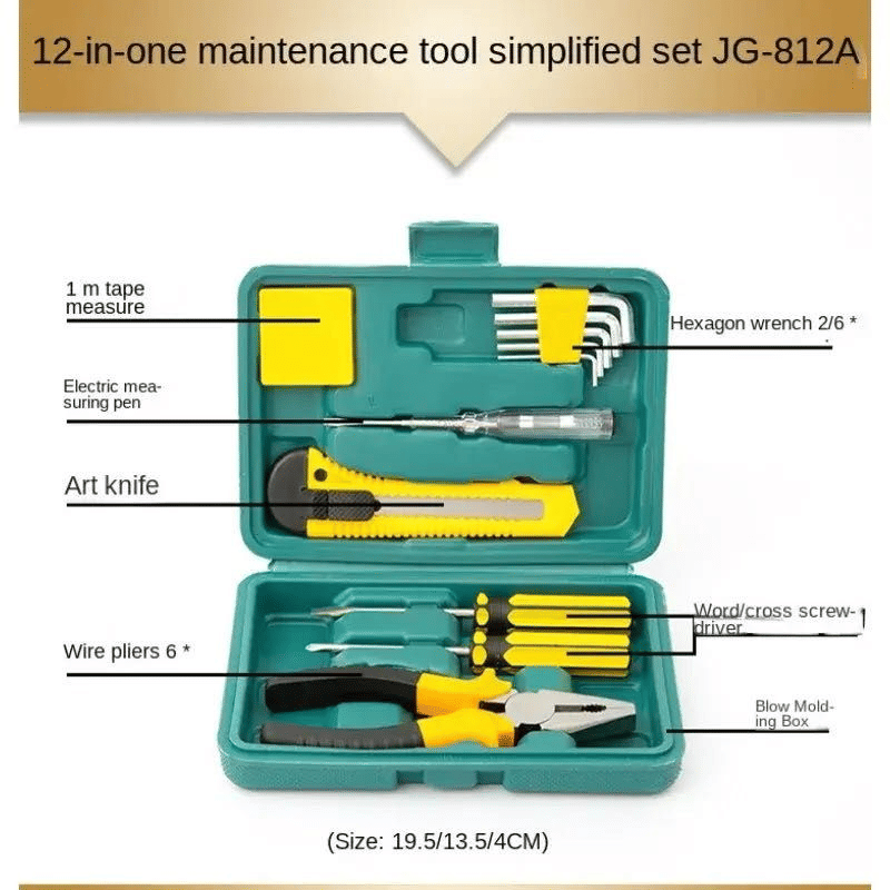 Generic 8-in-1 Household Toolbox Set with Hand Tools