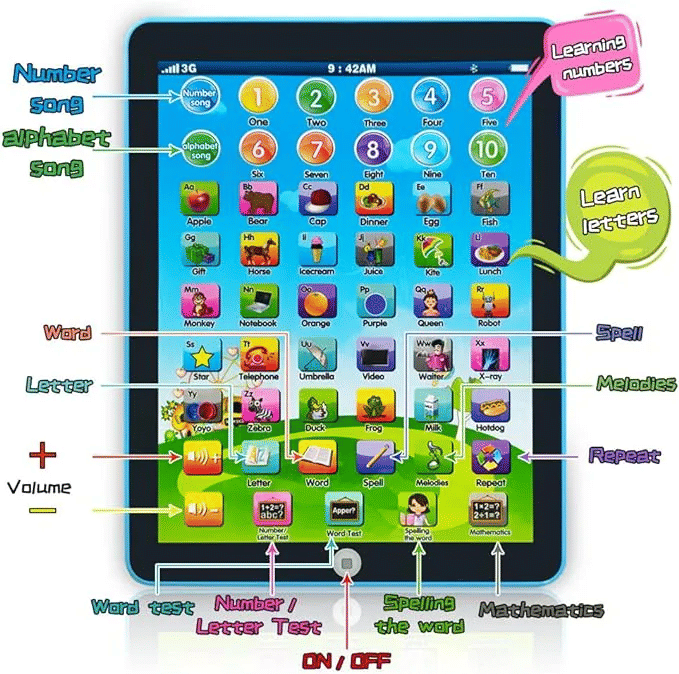 Generic Interactive Electronic Kids Learning Tablet Blue