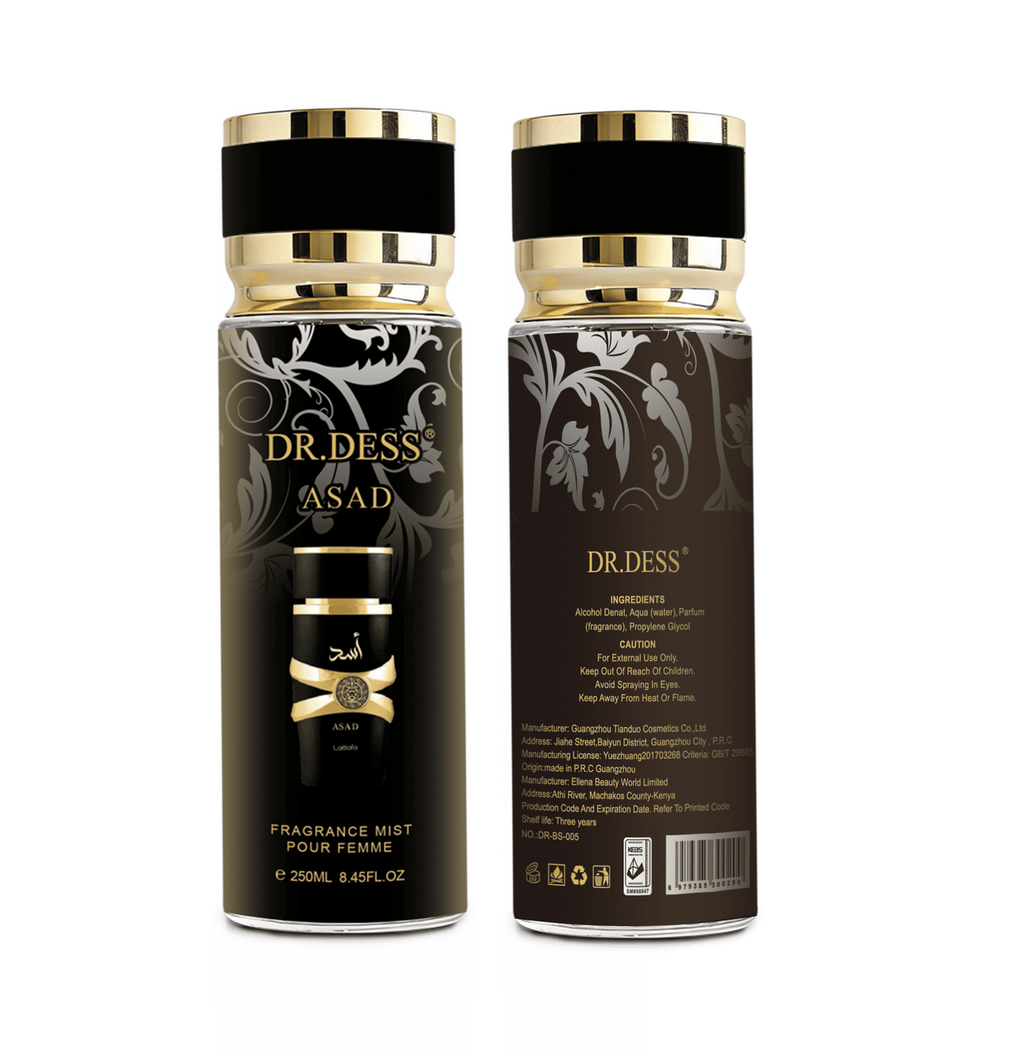 DR.DESS ASAD Fragrance Body Mist Warm Spicy Amber 250ml
