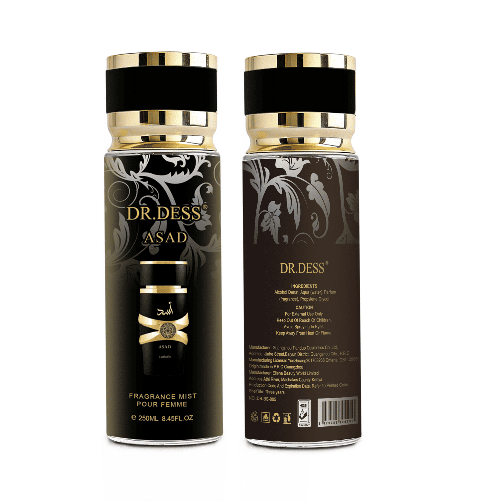 DR.DESS ASAD Fragrance Body Mist Warm Spicy Amber 250ml