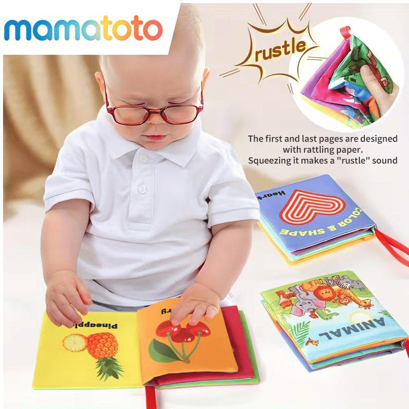 Generic Baby Sensory Crinkle Cloth Book Soft Tactile Interactive