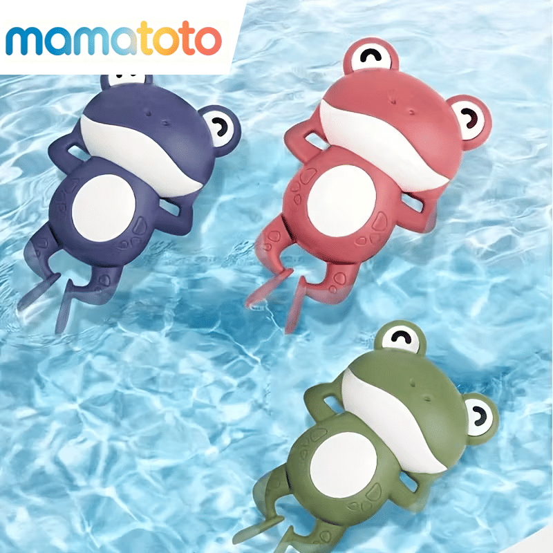 Classic Wind-Up Frog Bath Toy for Kids Non-Toxic Plastic