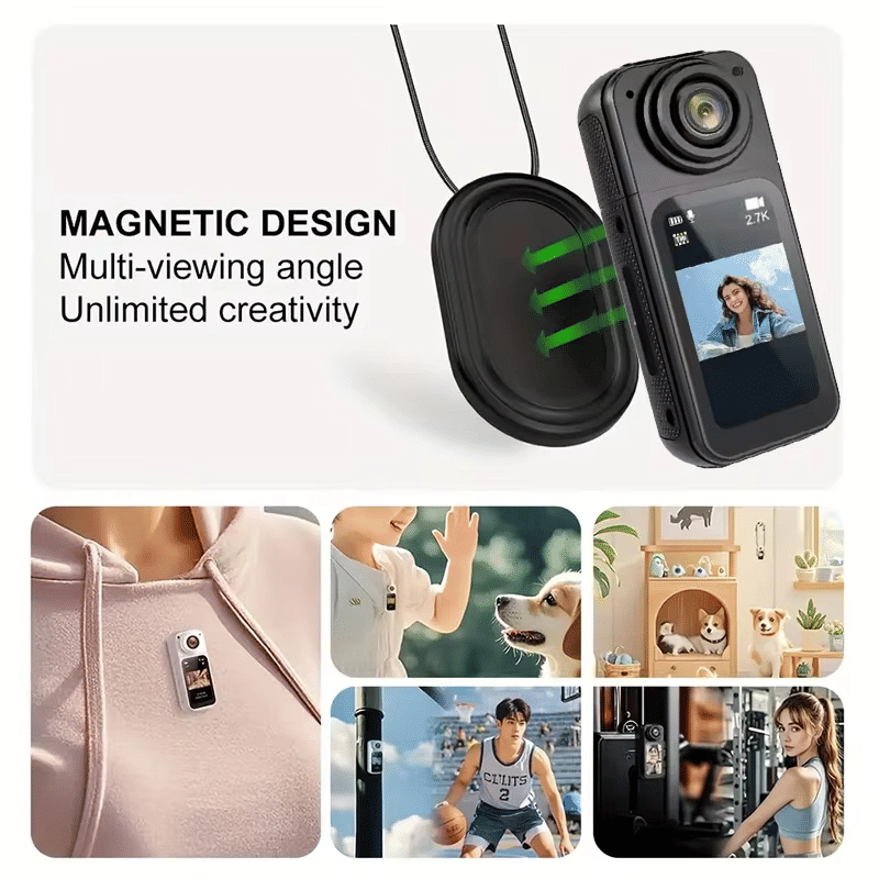 Mini 2.7K Thumb Action Camera 1080P Pocket Sport Cam Black