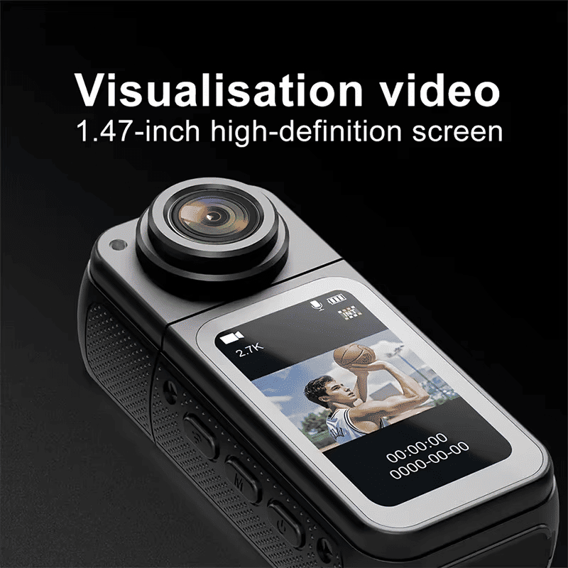 Mini 2.7K Thumb Action Camera 1080P Pocket Sport Cam Black