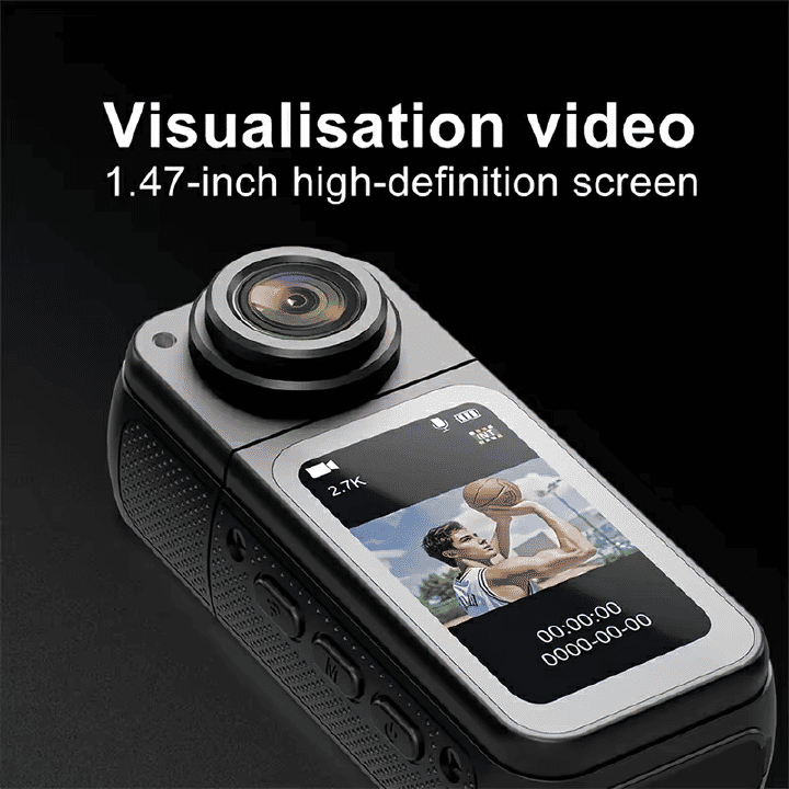 Mini 2.7K Thumb Action Camera 1080P Pocket Sport Cam Black