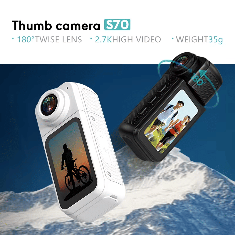 Mini 2.7K Thumb Action Camera 1080P Pocket Sport Cam Black
