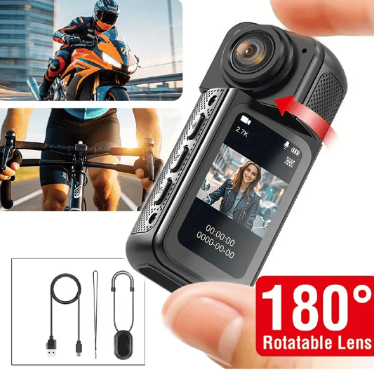 Mini 2.7K Thumb Action Camera 1080P Pocket Sport Cam Black