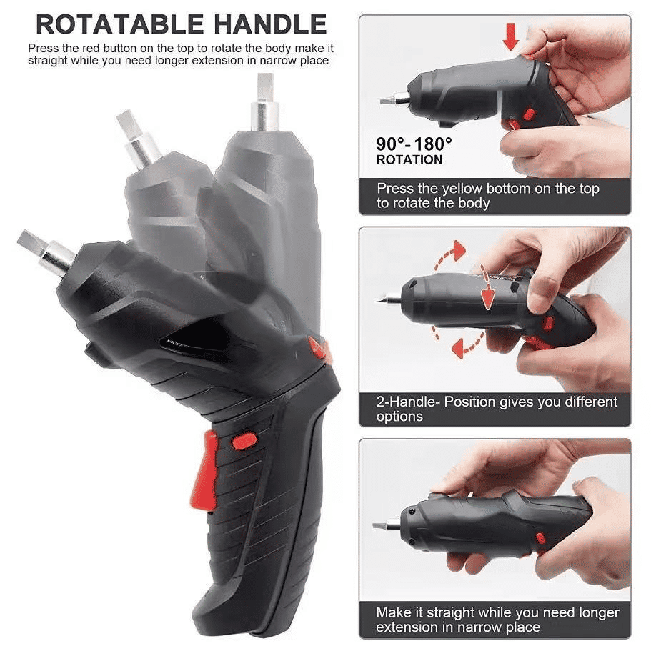 47-Piece Cordless Electric Screwdriver Set with 90-Degree Rotating Head