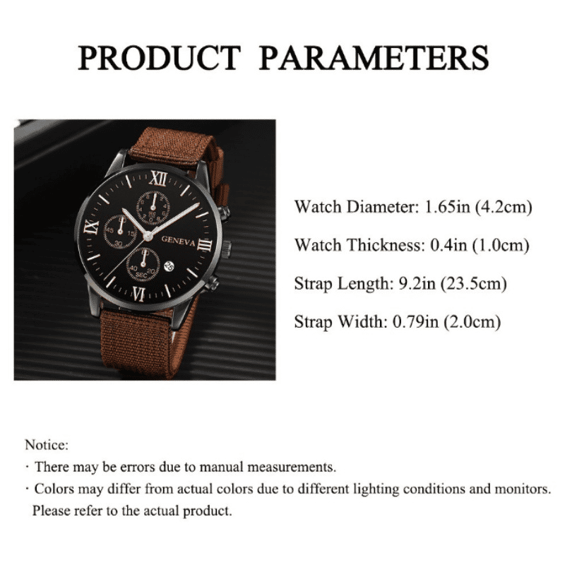Generic 4-in-1 Men's Quartz Watch Set with 3 Bracelets Coffee
