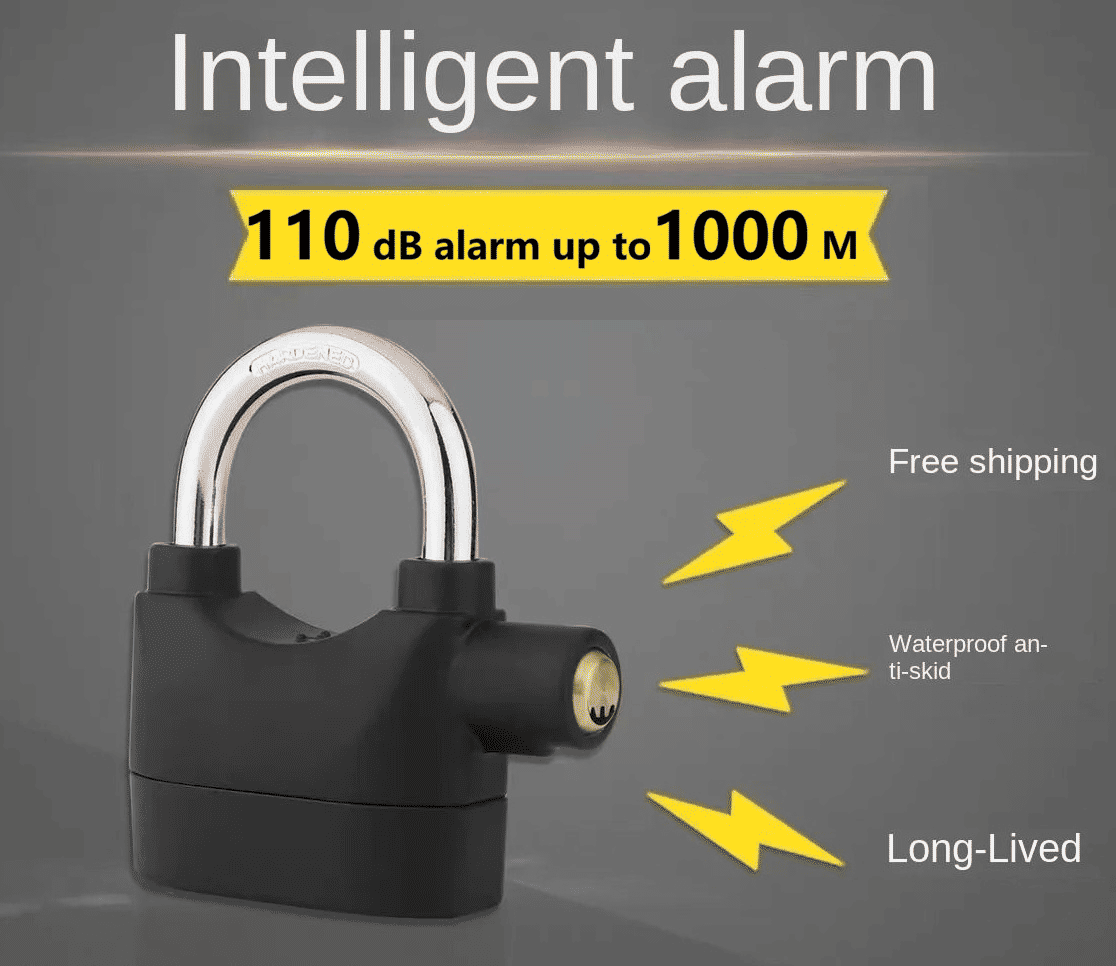 Smart Alarm Lock Security Padlock 110dB Anti-Theft Aluminum Alloy