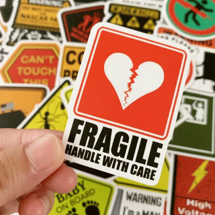 Kilimall Warning and Danger Theme Vinyl Sticker Set 50-Piece