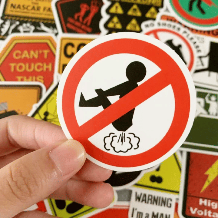 Kilimall Warning and Danger Theme Vinyl Sticker Set 50-Piece