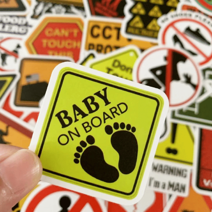 Kilimall Warning and Danger Theme Vinyl Sticker Set 50-Piece