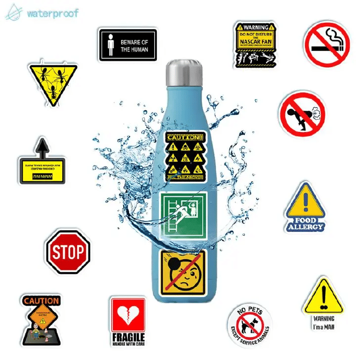 Kilimall Warning and Danger Theme Vinyl Sticker Set 50-Piece