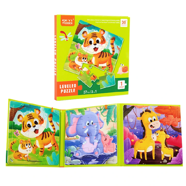 3-in-1 Kids Jigsaw Puzzle Book Developmental Toy