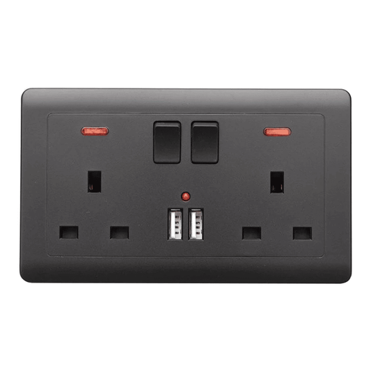 2 Gang 13A Wall Socket with Dual USB Charging Ports