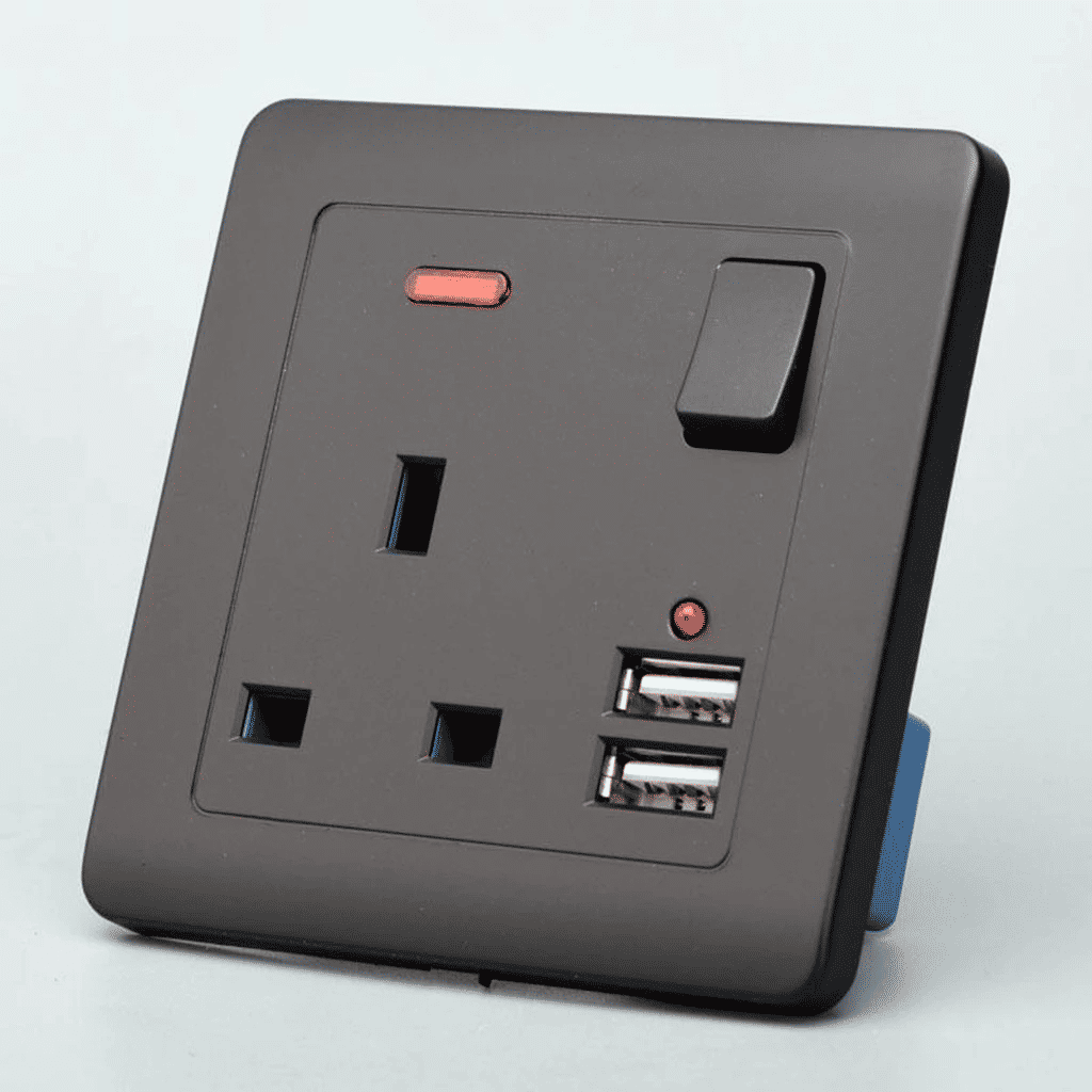 2 Gang 13A Wall Socket with Dual USB Charging Ports