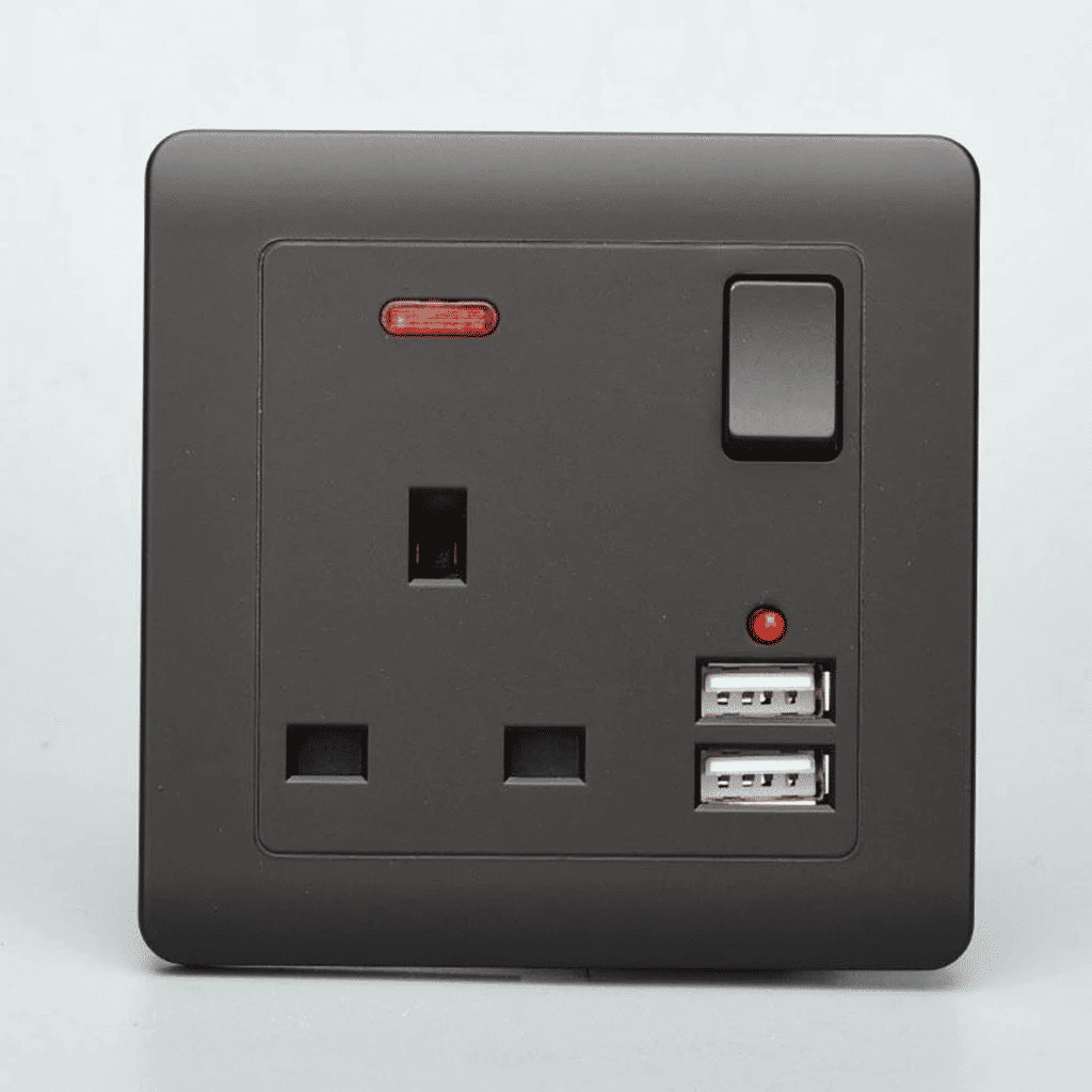 2 Gang 13A Wall Socket with Dual USB Charging Ports