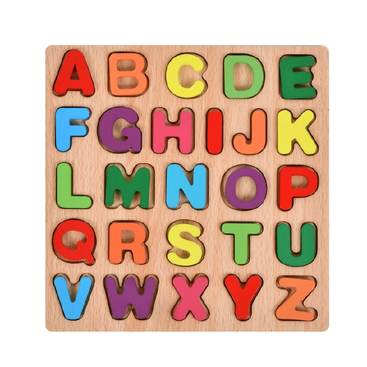 Wooden Alphabet and Number Puzzle Building Block Toy for Kids