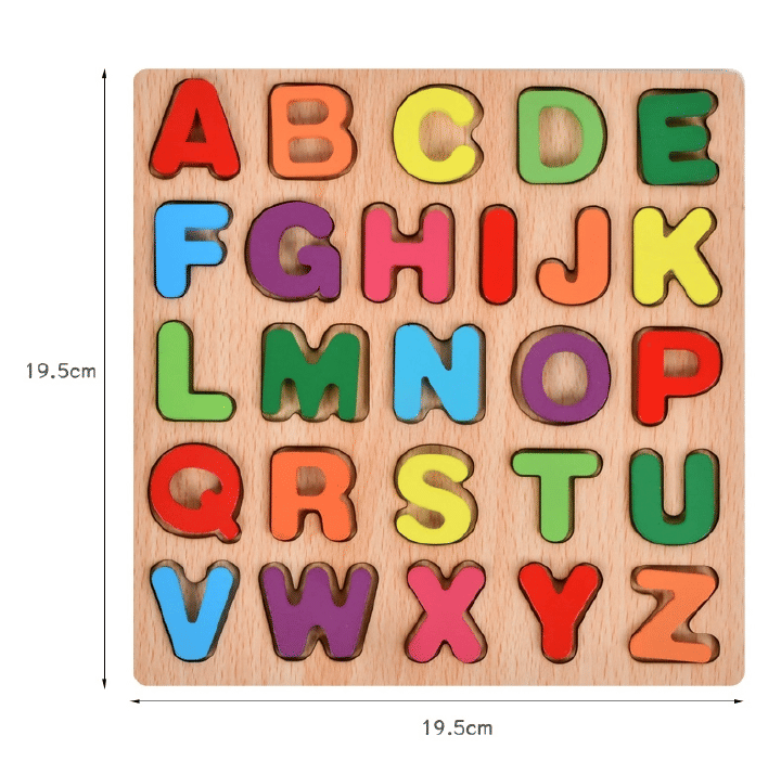 Wooden Alphabet and Number Puzzle Building Block Toy for Kids