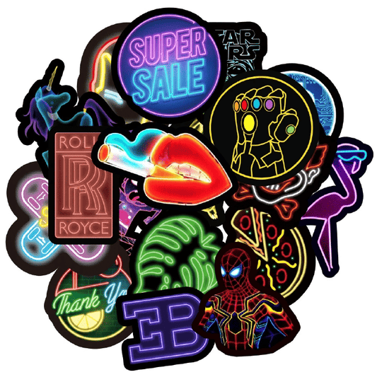 Neon Graffiti Waterproof Stickers 50-Piece Set for Laptop and Car