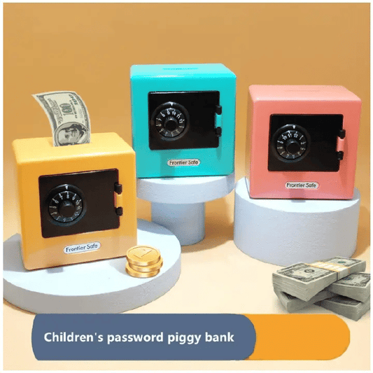 Cartoon Mini ATM Piggy Bank with Code Lock Yellow
