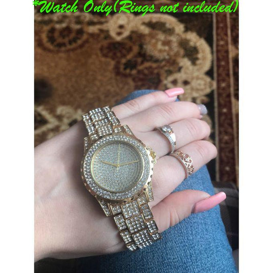 Gold Watch with Iced Watch Crystals