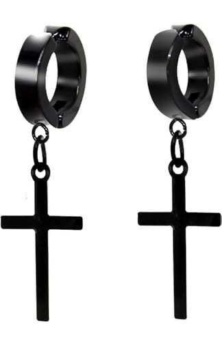 Fashion Black Cross Earring Stud For Men & Women Crucifix