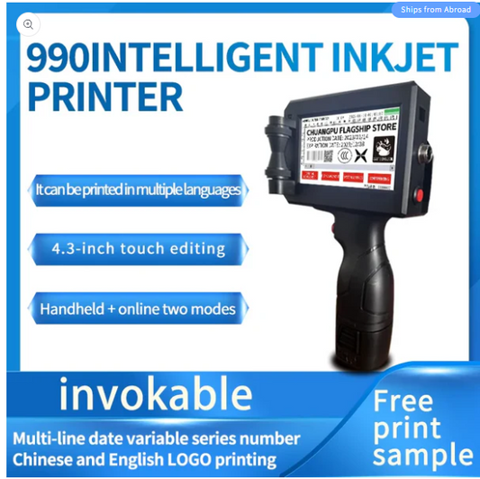 Portable 12.7mm Handheld Inkjet Printer QR Barcode Batch Number Logo Expiry Date Label Printer Gun 25 Languages Non-encrypted