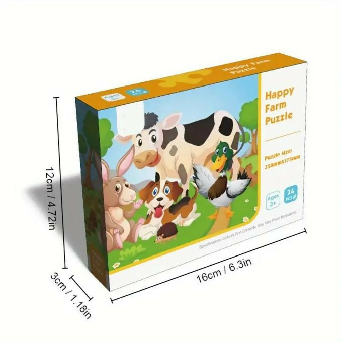 24 Pieces Block Puzzles - Happy Farm Animal Paper Puzzles, World Animal Puzzle (24pcs)