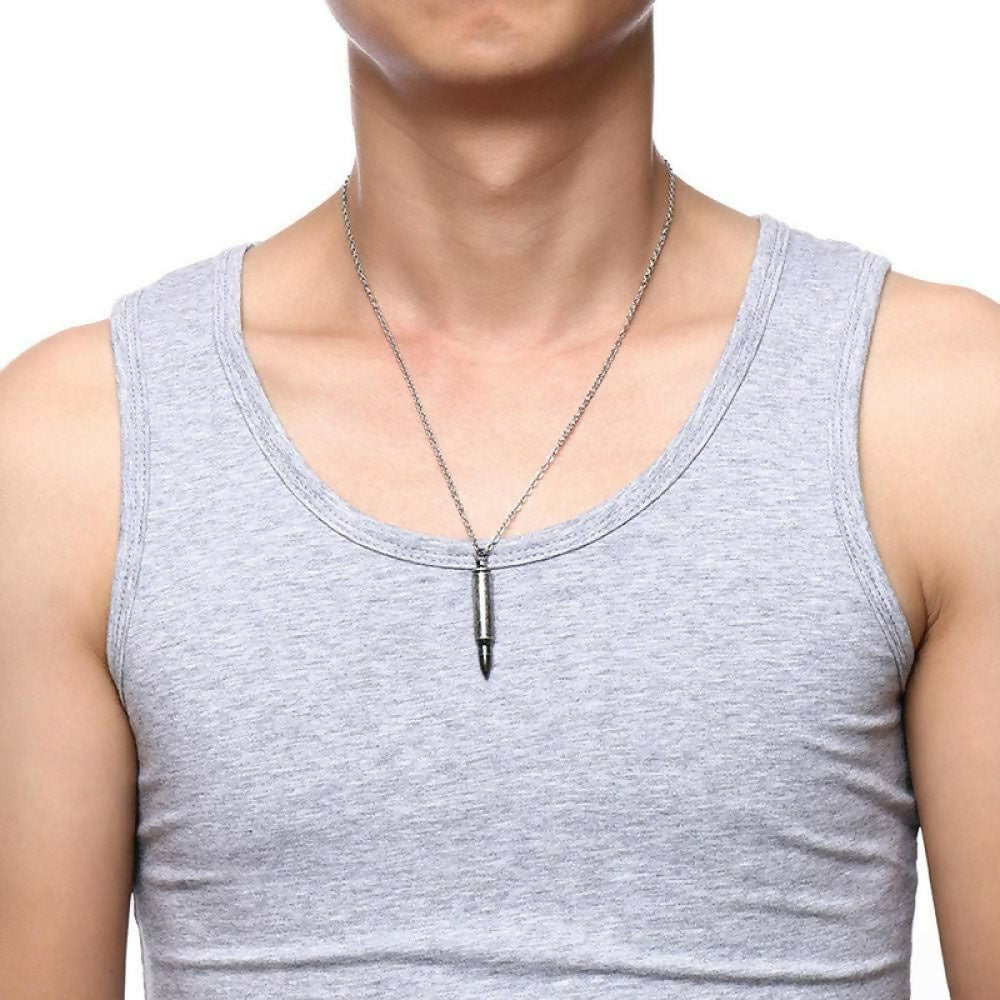 Fashion Bullet Pendant Soldier Silver + Random Chain Gift