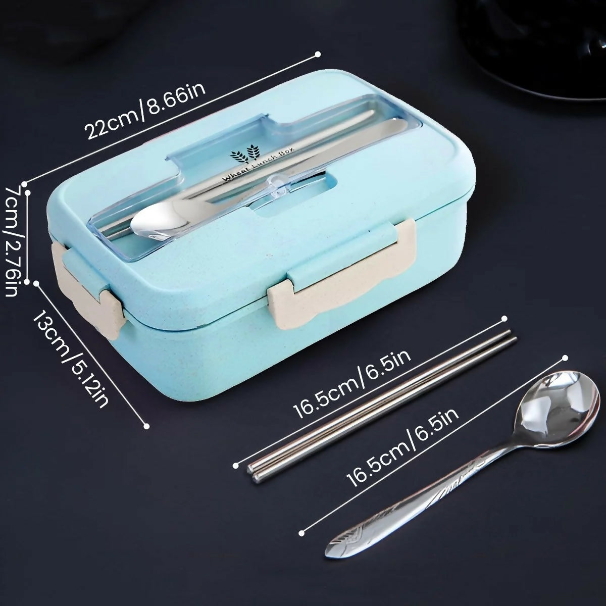 1200ml Bento Lunch Box With Spoon & Fork