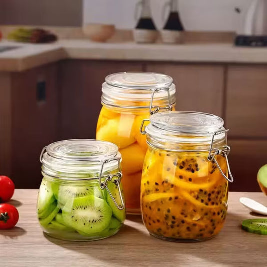 530ml Lilac Airtight Glass Jar With Metal Clip