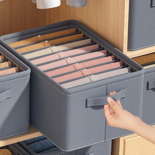 7-Grid Thickened Clothes Organizer – Foldable Wardrobe Storage Box for Jeans, Pants & Closet Organization