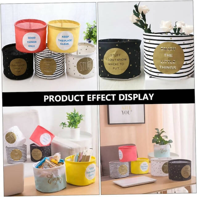 Round Organizing Baskets, Desktop Storage Basket, Foldable Bins/Baskets for Storage, Multipurpose Mini Storage Cotton Basket