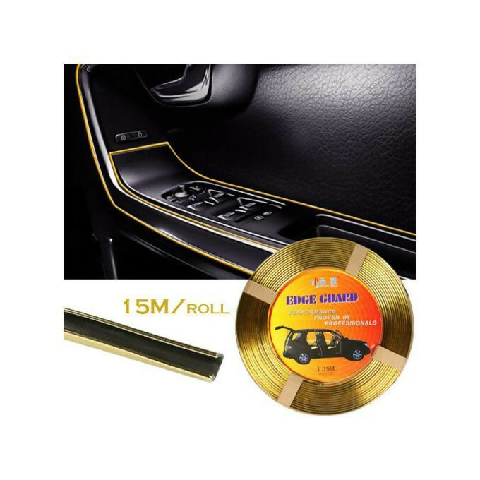 15M Car Door Edge Guard Highly Flexible Gold Chrome Styling Molding Strip Trim Protective - No Glue