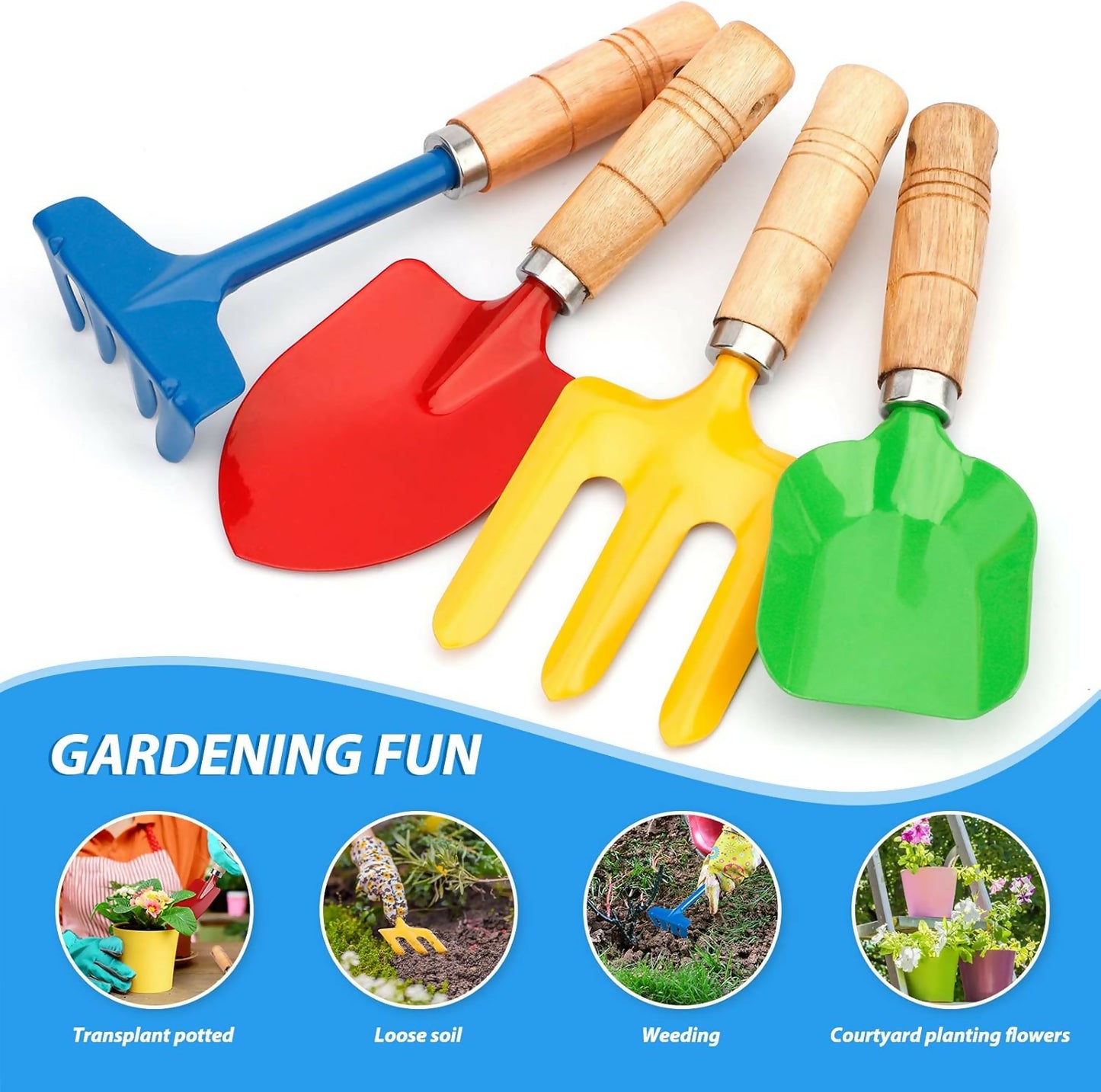 4Pcs/Set Mini Shovel Spade Rake Digging Planting Flower Gardening Tools