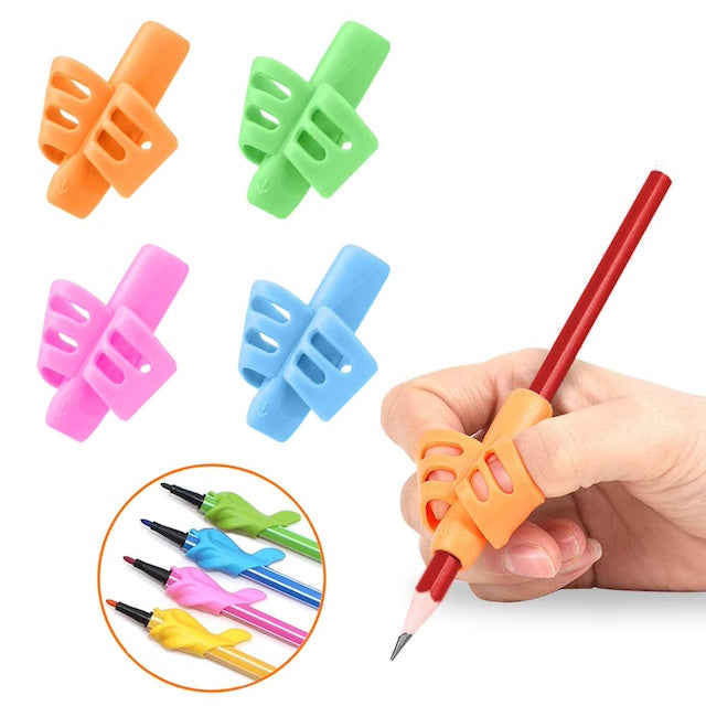 Kids Writing Aid 4 Piece Pack, Pencil Grips for Kids, Writing Aid Grip Trainer, Finger Grip Posture Correction Tool