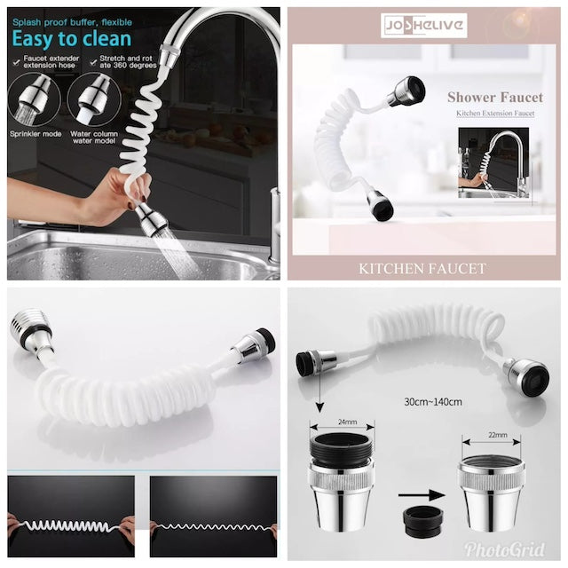 Adjustable 360 Degrees Kitchen Faucet Extender, Splash Proof Flexible sink Faucet, Faucet Extension with Splash-proof Buffer