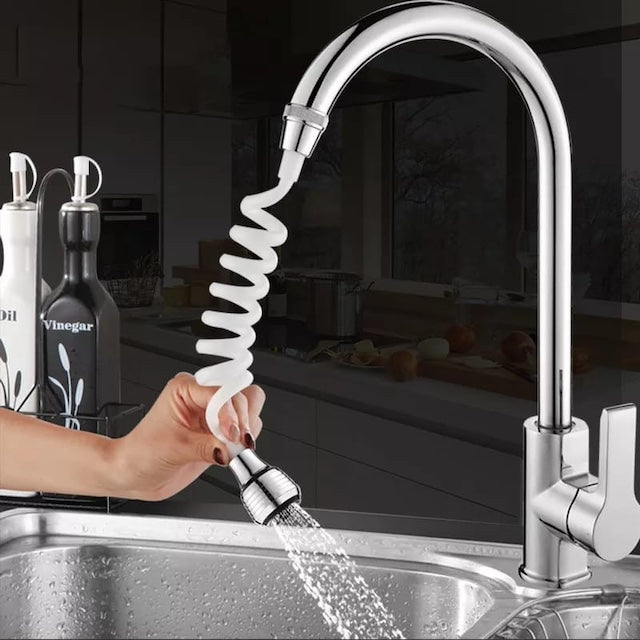 Adjustable 360 Degrees Kitchen Faucet Extender, Splash Proof Flexible sink Faucet, Faucet Extension with Splash-proof Buffer